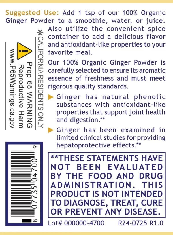 100% Organic Ginger Powder, Premier - Image 3
